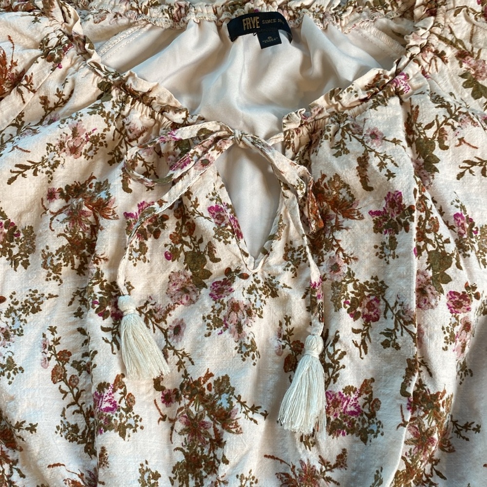 Frye Floral Cream and Brown Dress - Picture 7 of 10